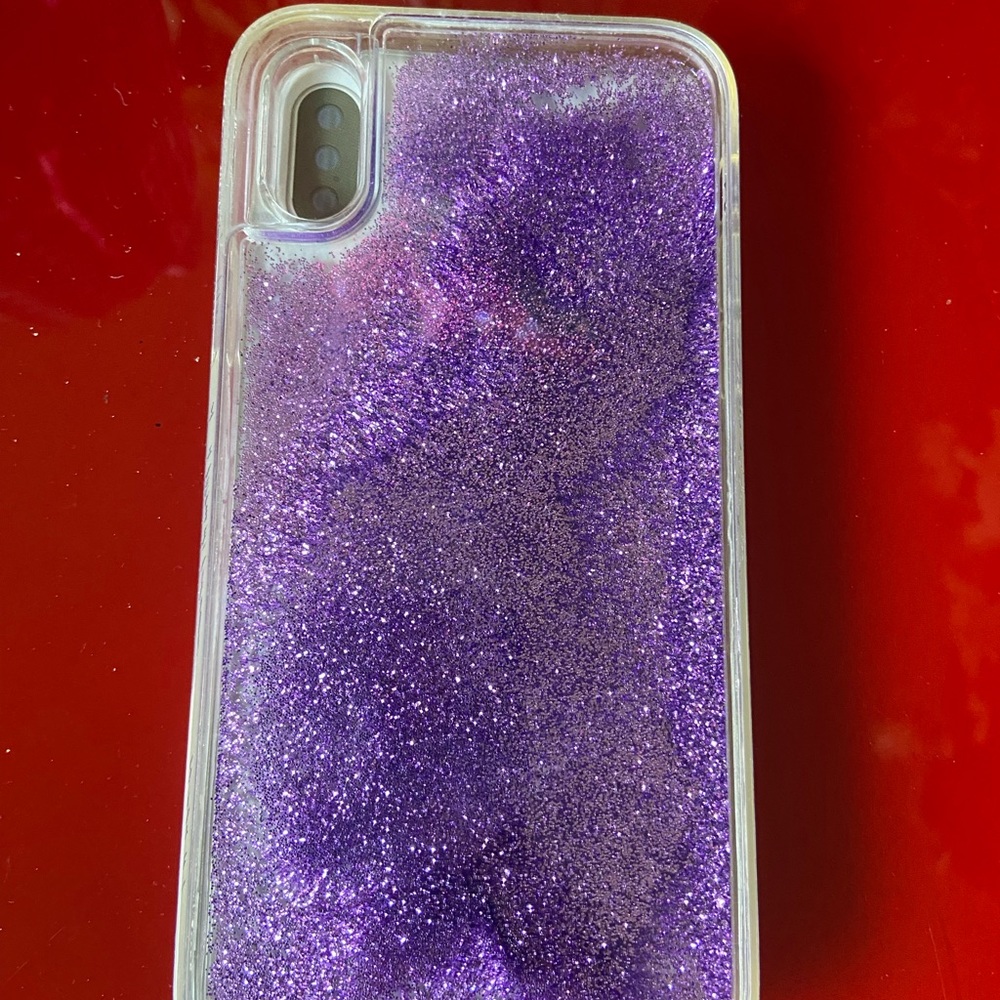 Onn Apple iPhone X purple glitter loose inside the case